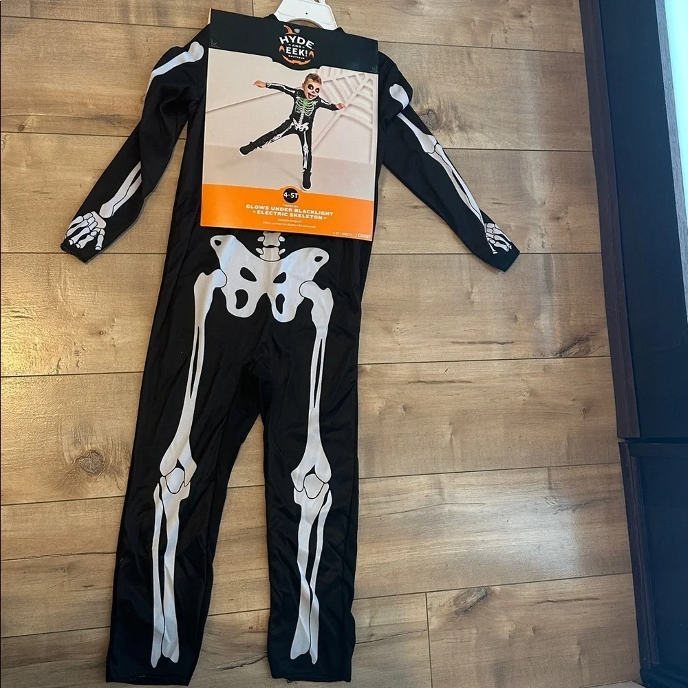 NWT Hyde & EEK! Skeleton Glow under Blacklight Electric Bones Costume Sz 4-5T